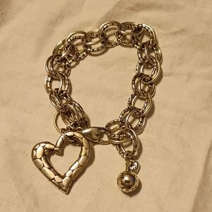 Gold Heart Charm Bracelet